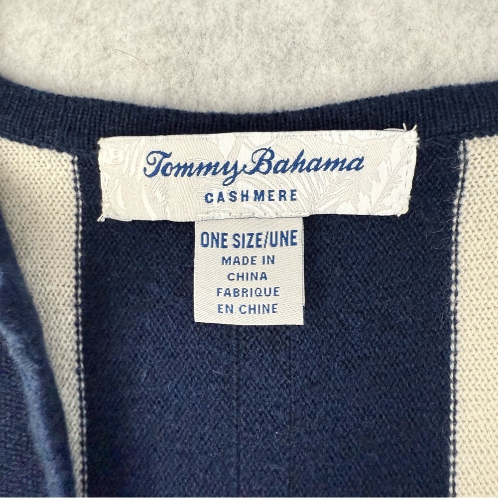 TOMMY BAHAMA Island 100% Cashmere Stripe Poncho sz One Size - Picture 8 of 13